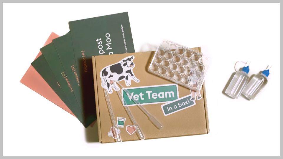 photo of the contents of the vet box including pipettes, worksheets and sample bottles